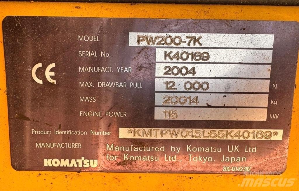 Komatsu PW 200-7K Wheeled Excavators