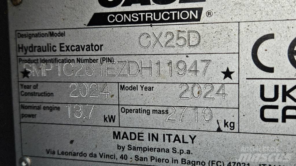 CASE CX25D Mini Excavators <7t (Mini Diggers)