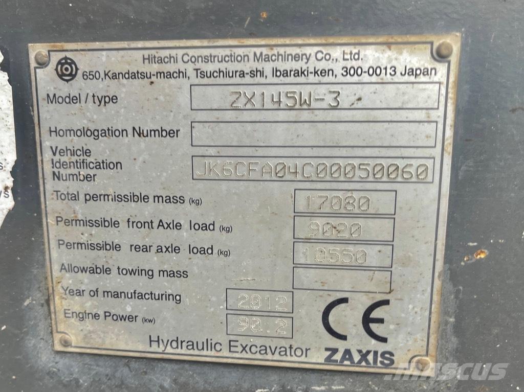 Hitachi ZX 145 W-3 Wheeled Excavators