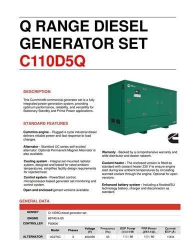 Cummins C110D5Q Diesel Generators