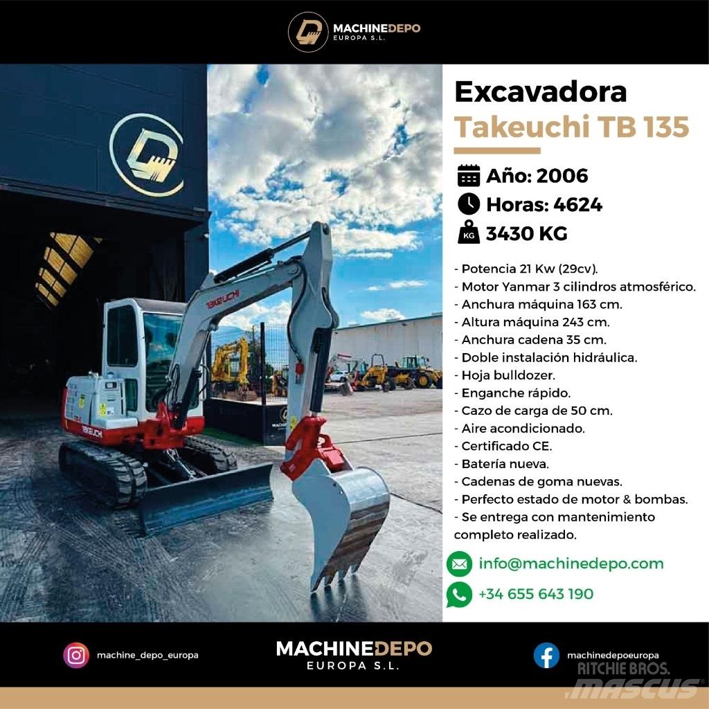 Takeuchi TB 135 Mini Excavators <7t (Mini Diggers)