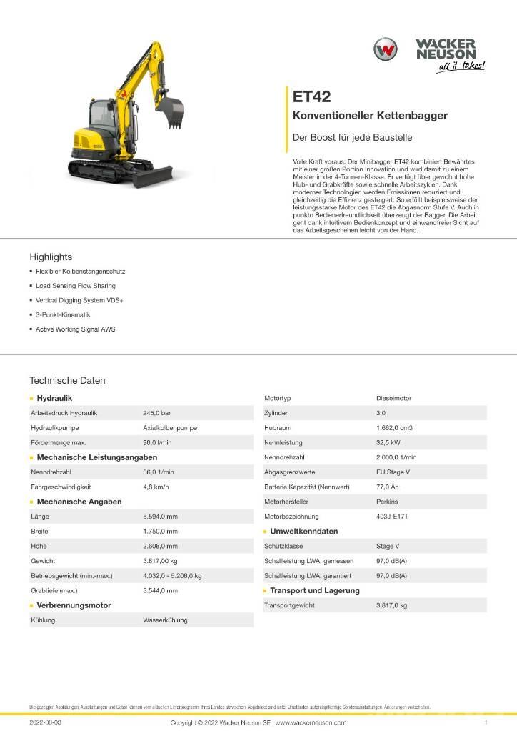 Wacker Neuson ET 42 Crawler Excavators