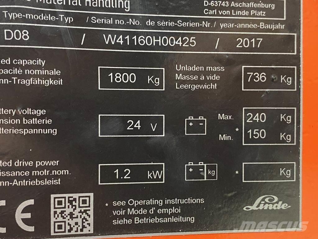 Linde D08 Pedestrian stacker