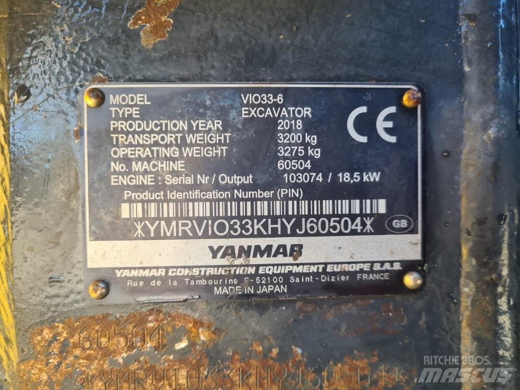 Yanmar VIO33-6 Mini Excavators <7t (Mini Diggers)