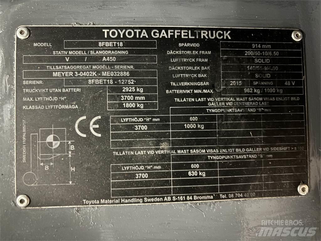 Toyota 8FBET18 Electric Forklifts