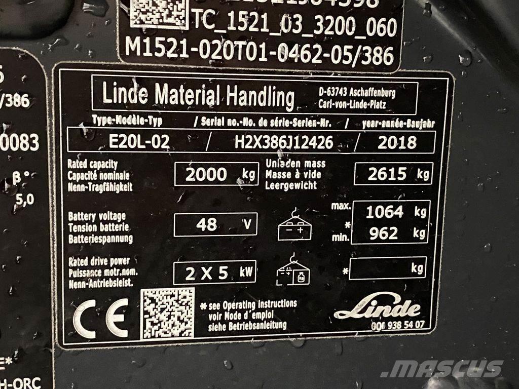 Linde E20L-02 Electric Forklifts