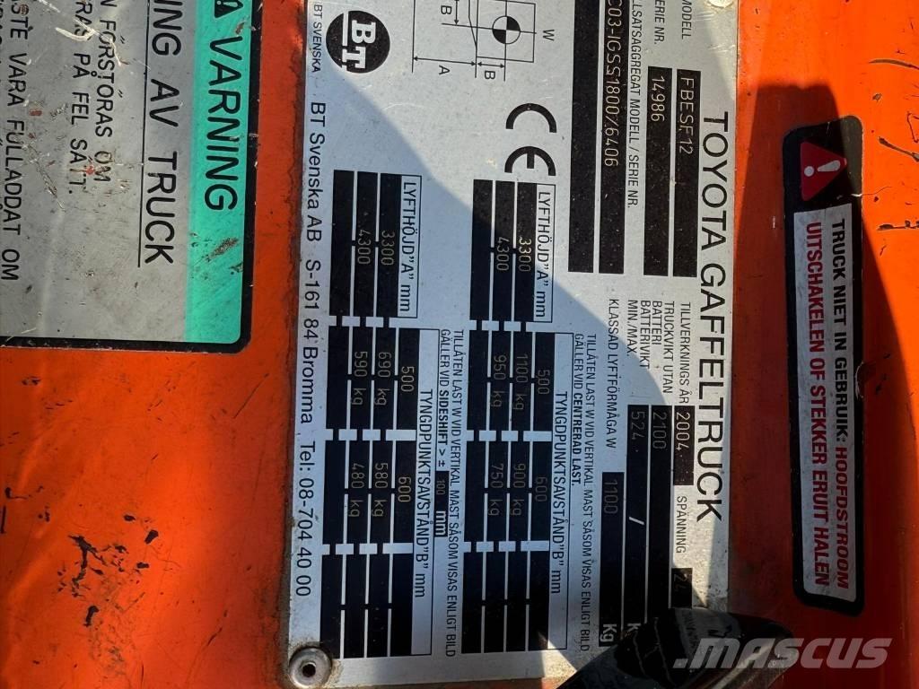 Toyota FBESF 12 Electric forklift trucks
