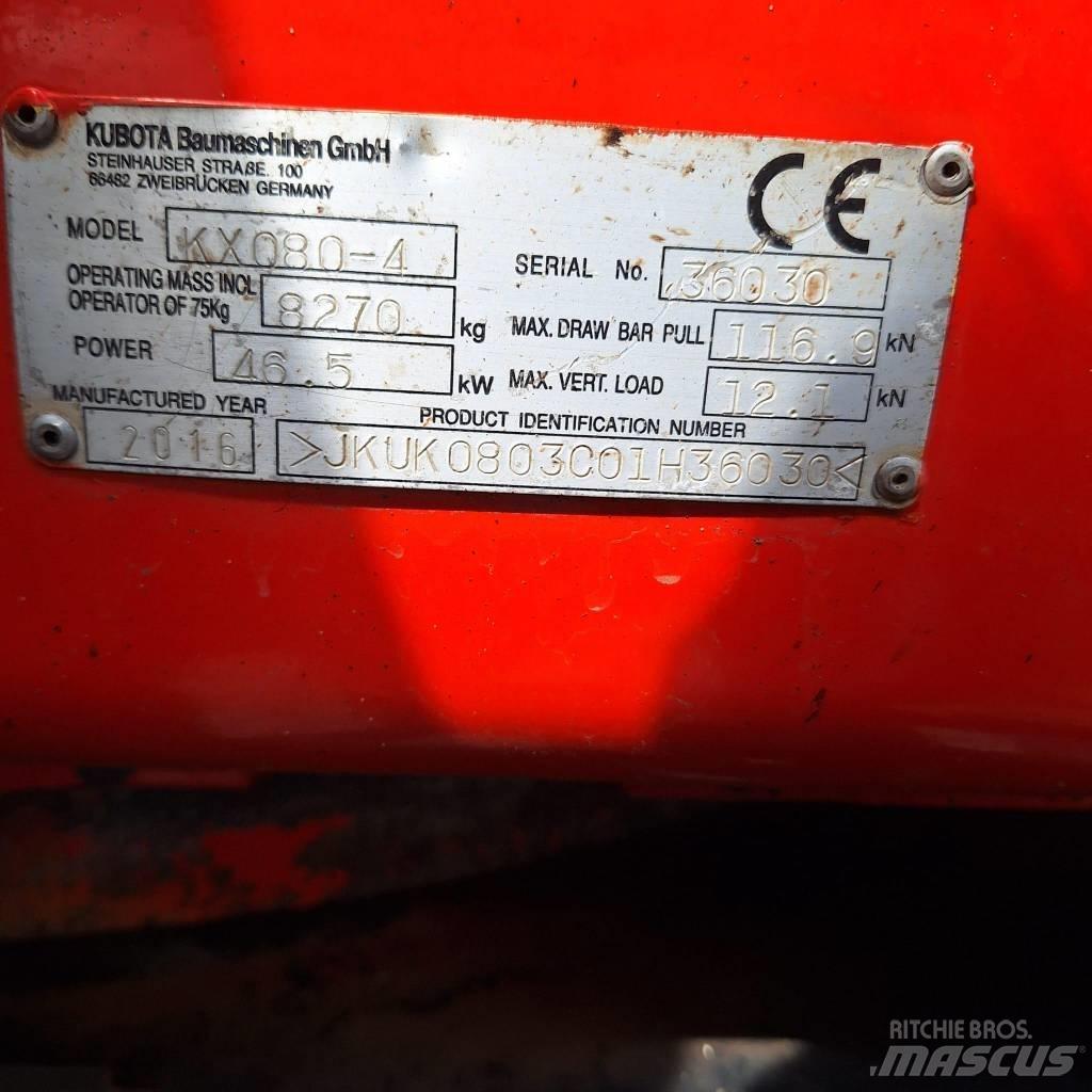 Kubota KX080-4 Mini excavators  7t - 12t