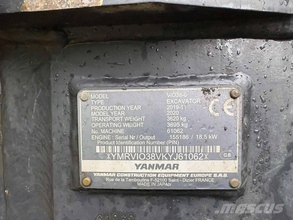 Yanmar Vio 38 Mini Excavators <7t (Mini Diggers)