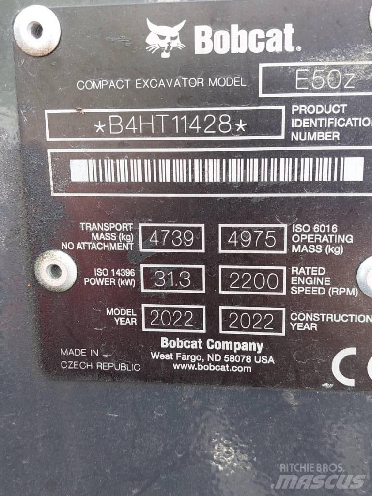 Bobcat E50z Mini Excavators <7t (Mini Diggers)