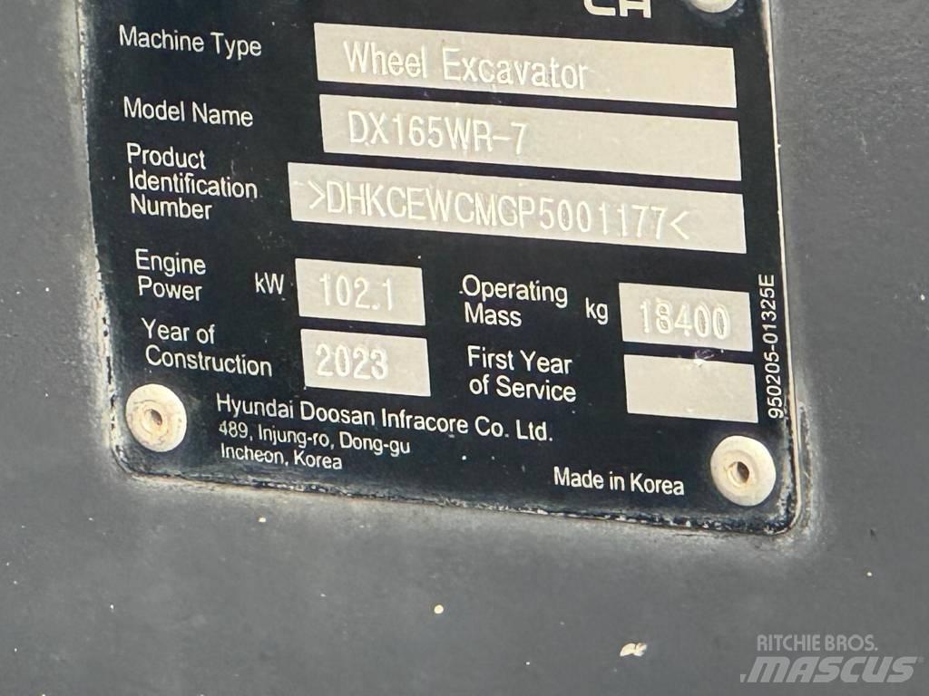 Doosan DX165WR-7 Wheeled Excavators