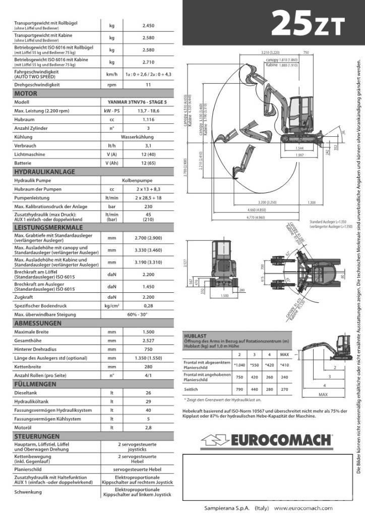 Eurocomach 25ZT 2,5 Mini Excavators <7t (Mini Diggers)