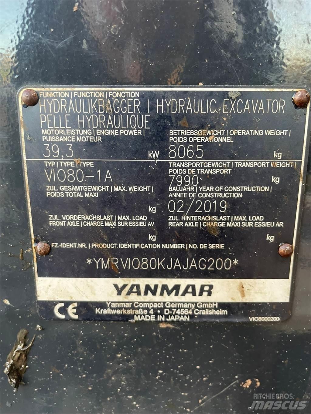 Yanmar Vio 80-1A Mini Excavators <7t (Mini Diggers)