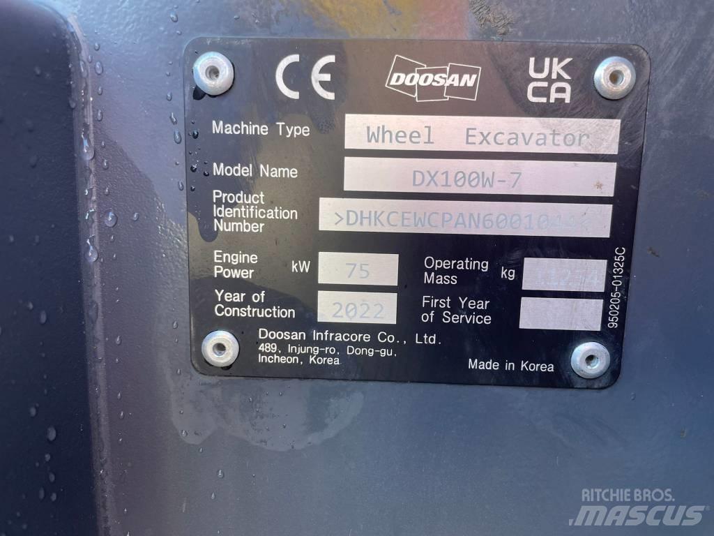 Doosan DX100W-7 Wheeled Excavators