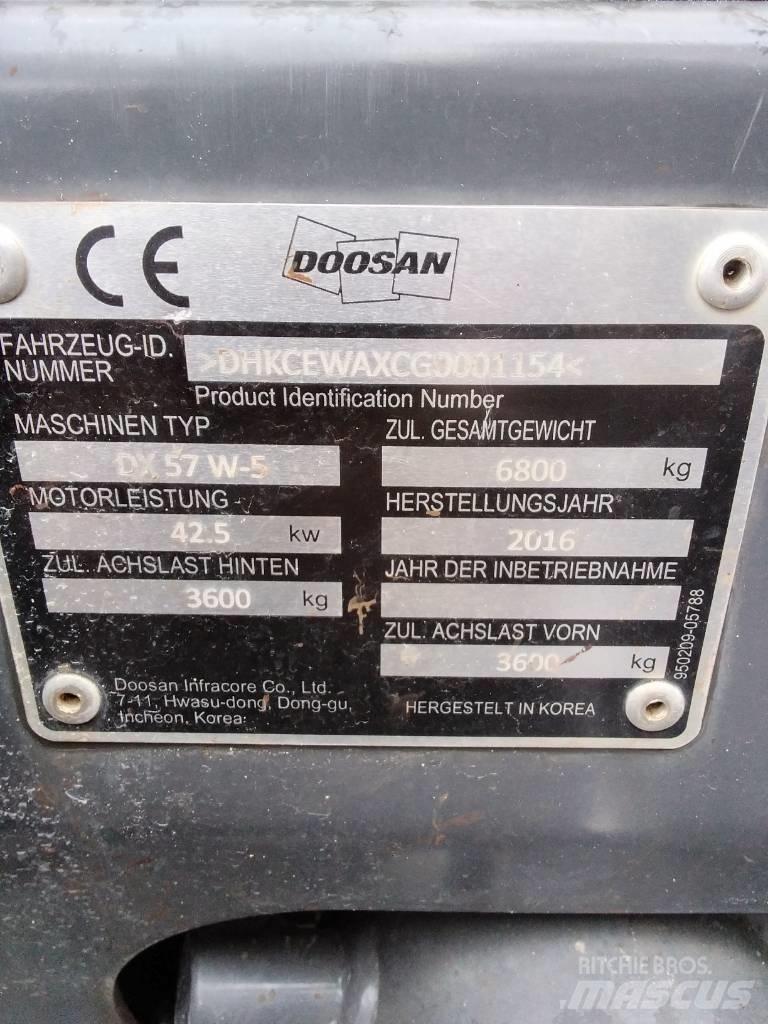 Doosan DX 57 W-5 Wheeled Excavators