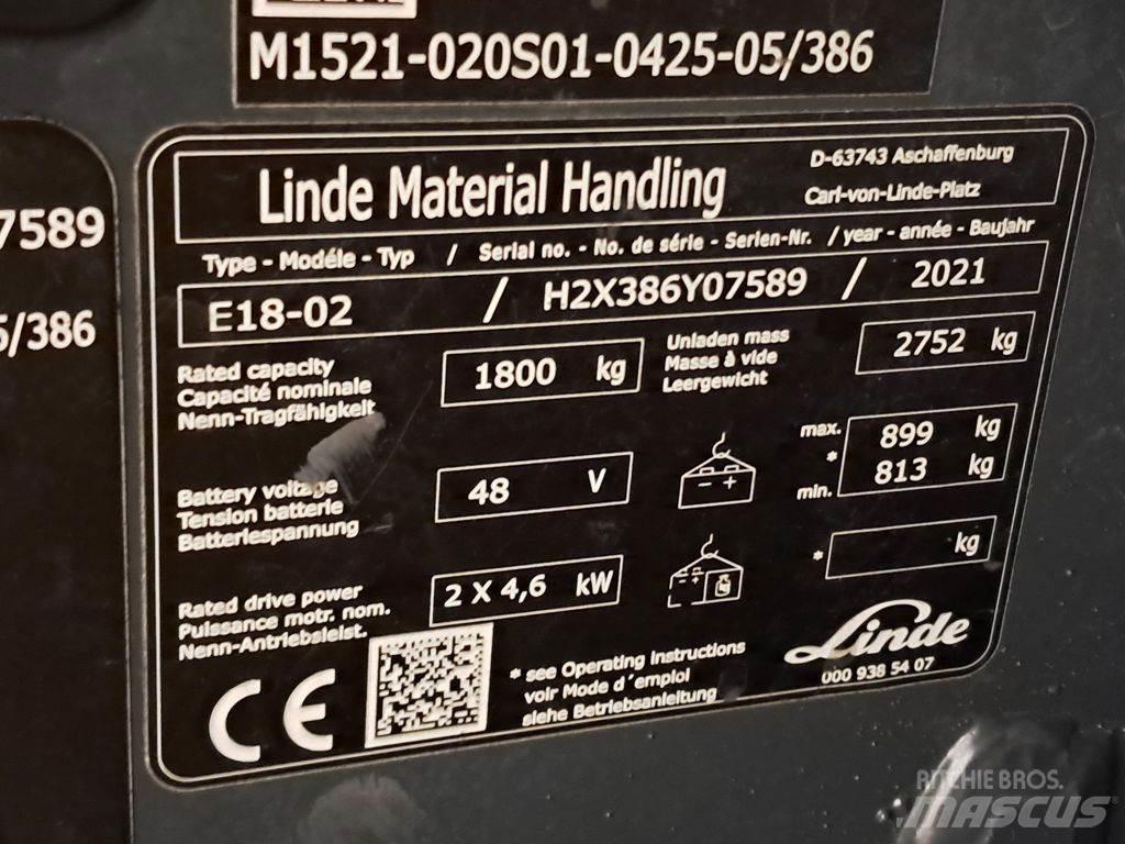 Linde E18-02 Electric Forklifts
