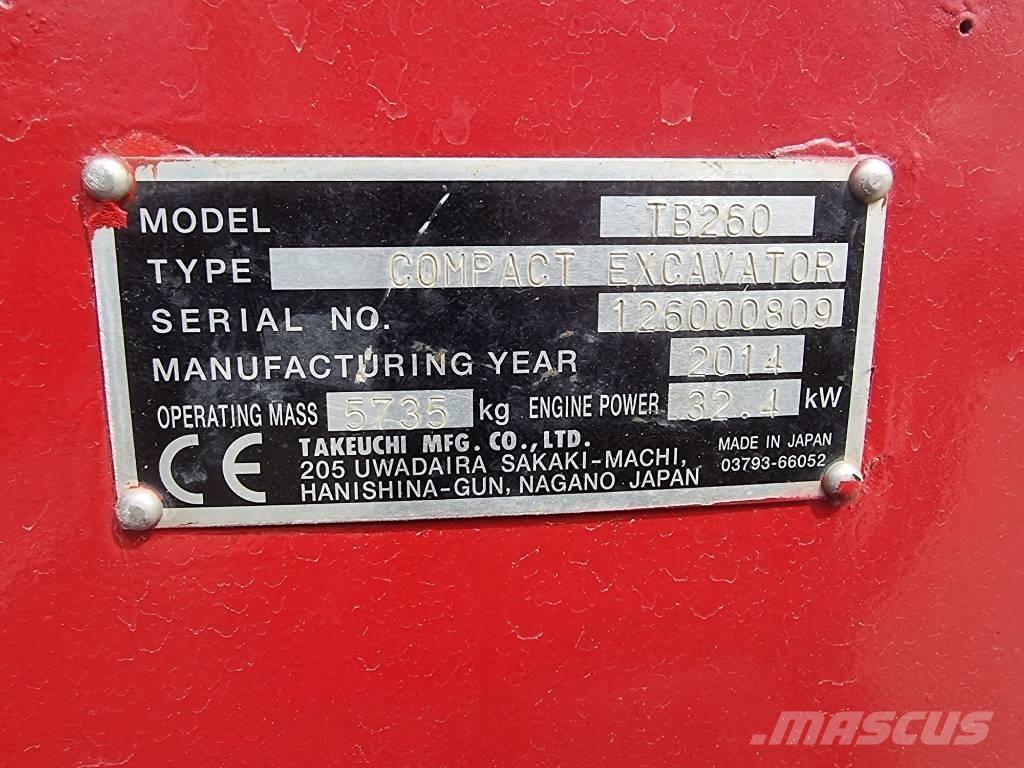 Takeuchi TB 260 Mini Excavators <7t (Mini Diggers)