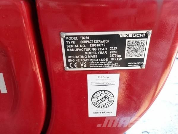 Takeuchi TB 230 Mini Excavators <7t (Mini Diggers)