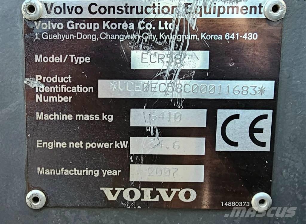 Volvo ECR 58 plus Mini excavators  7t - 12t