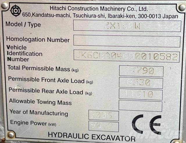 Hitachi ZX 160W Wheeled Excavators