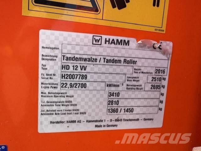 Hamm HD12 VV, Vält Twin drum rollers