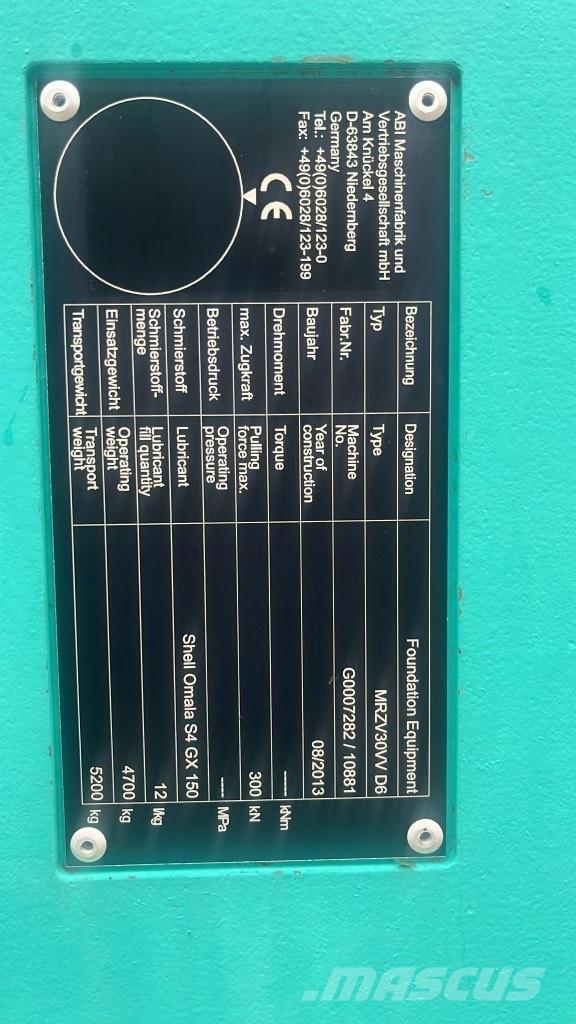 ABI MRZV 30 VV Piling Equipment Accessories / Spare Parts