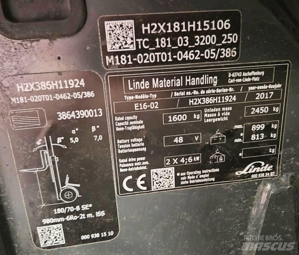 Linde E16-02 Electric Forklifts