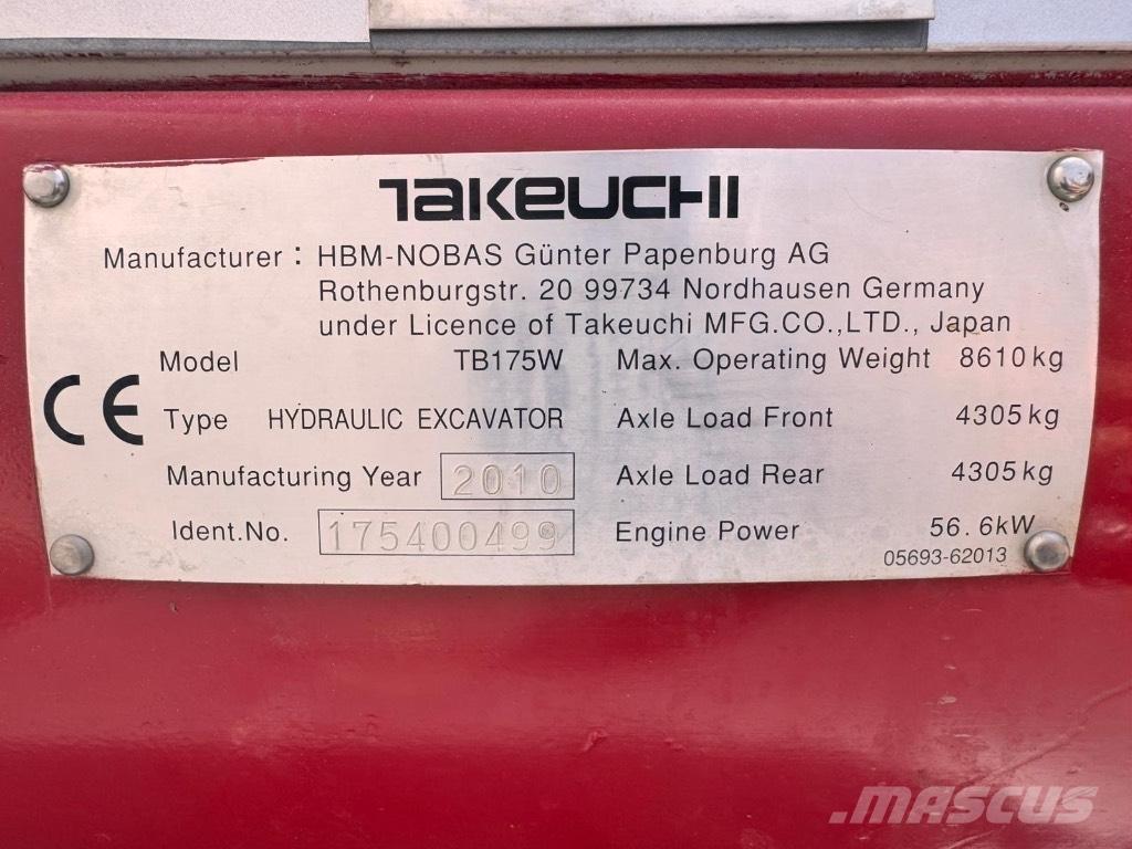 Takeuchi TB 175 W Wheeled excavators