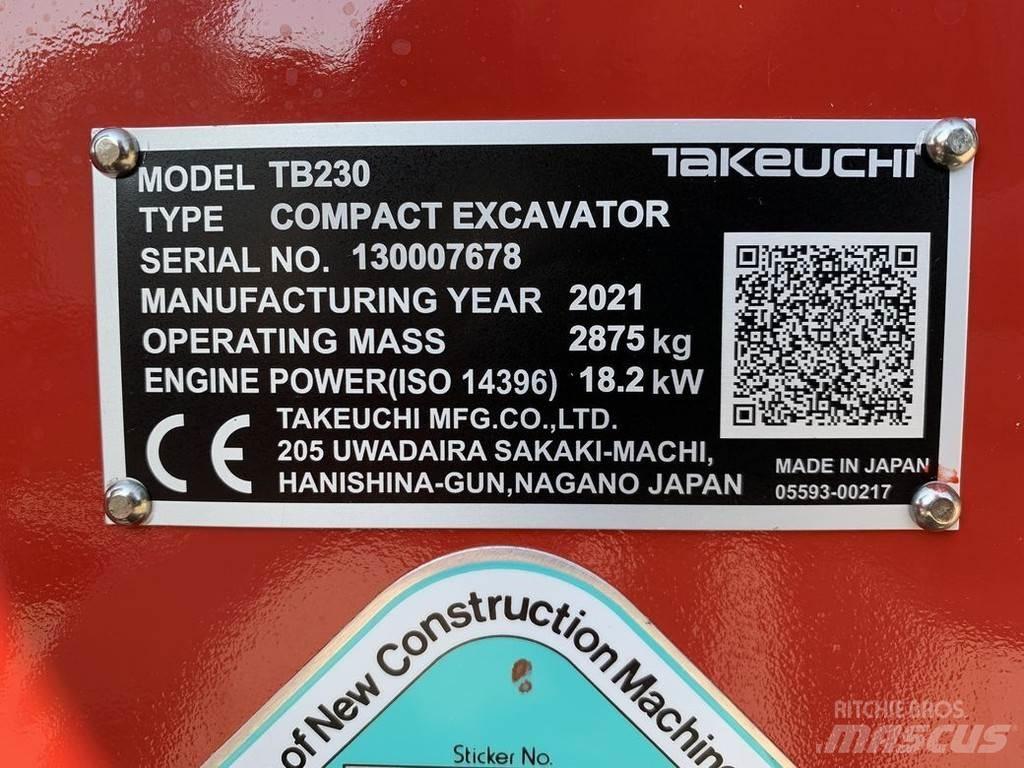 Takeuchi TB230 V3 Mini Excavators <7t (Mini Diggers)