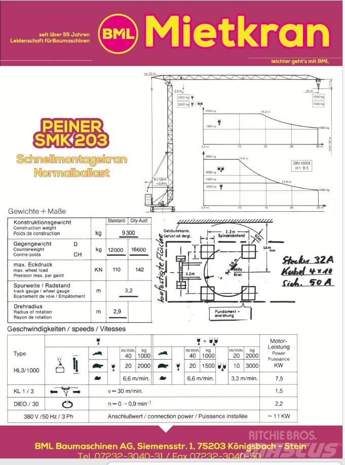 Peiner SMK203N Tower Cranes
