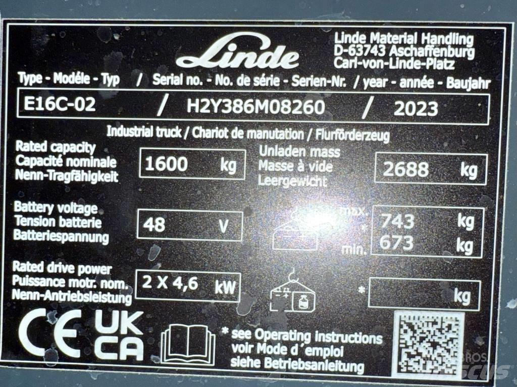 Linde E16C/386-02 Electric Forklifts