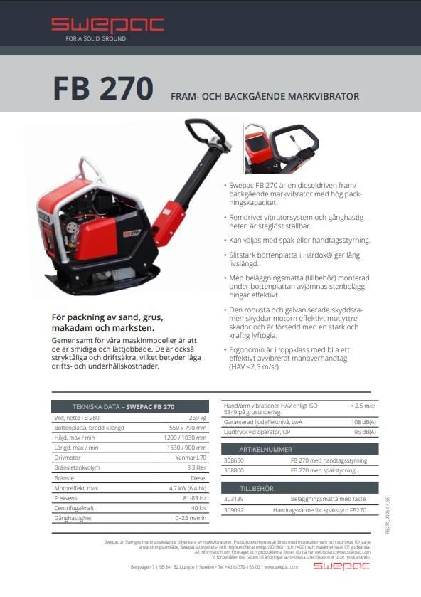 Swepac FB 270 Plate Compactors