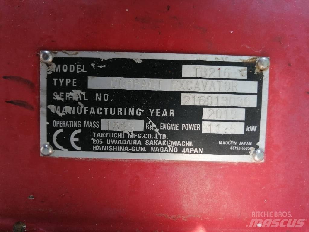 Takeuchi TB 216 Mini Excavators <7t (Mini Diggers)