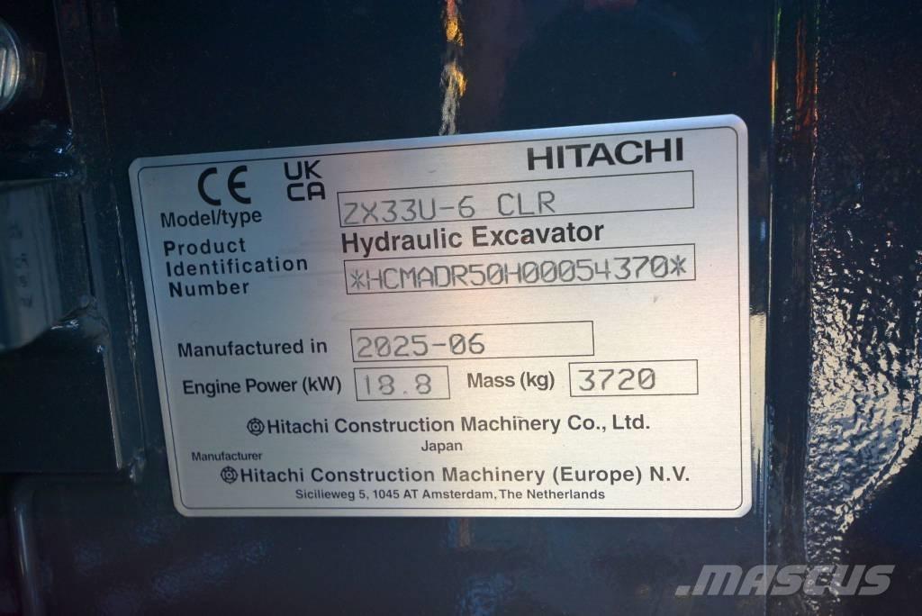 Hitachi ZX 33 U-6 Mini Excavators <7t (Mini Diggers)