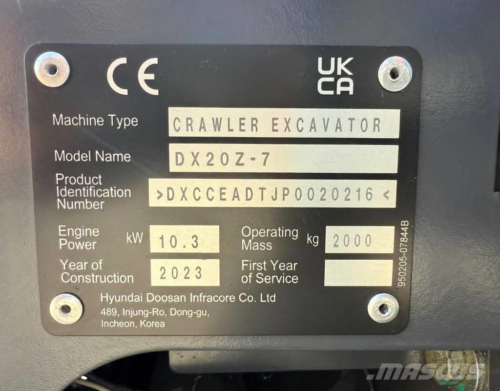 Doosan DX 20 Z-7 Mini Excavators <7t (Mini Diggers)