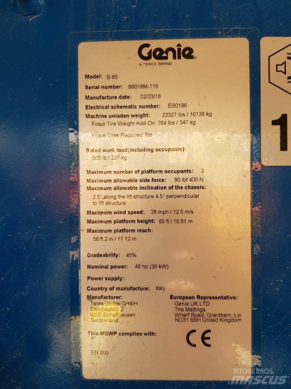 Genie S65 Telescopic boom lifts