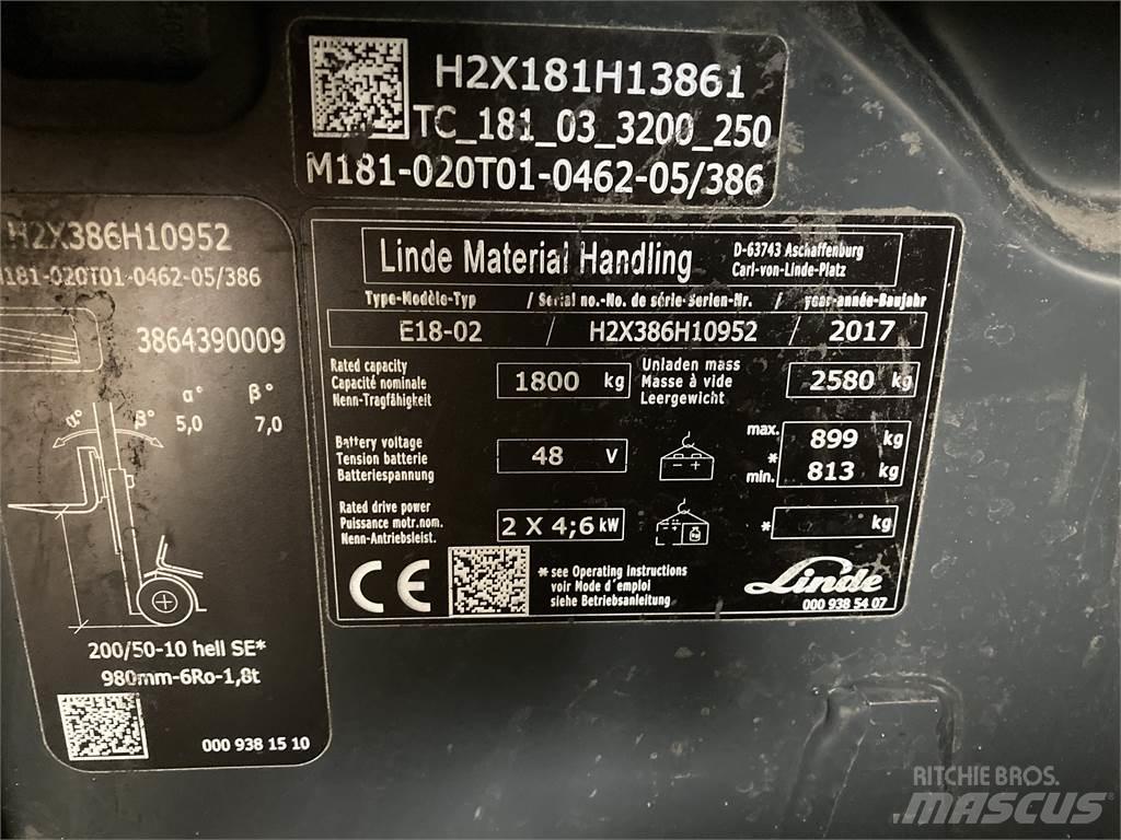 Linde E18 Electric Forklifts
