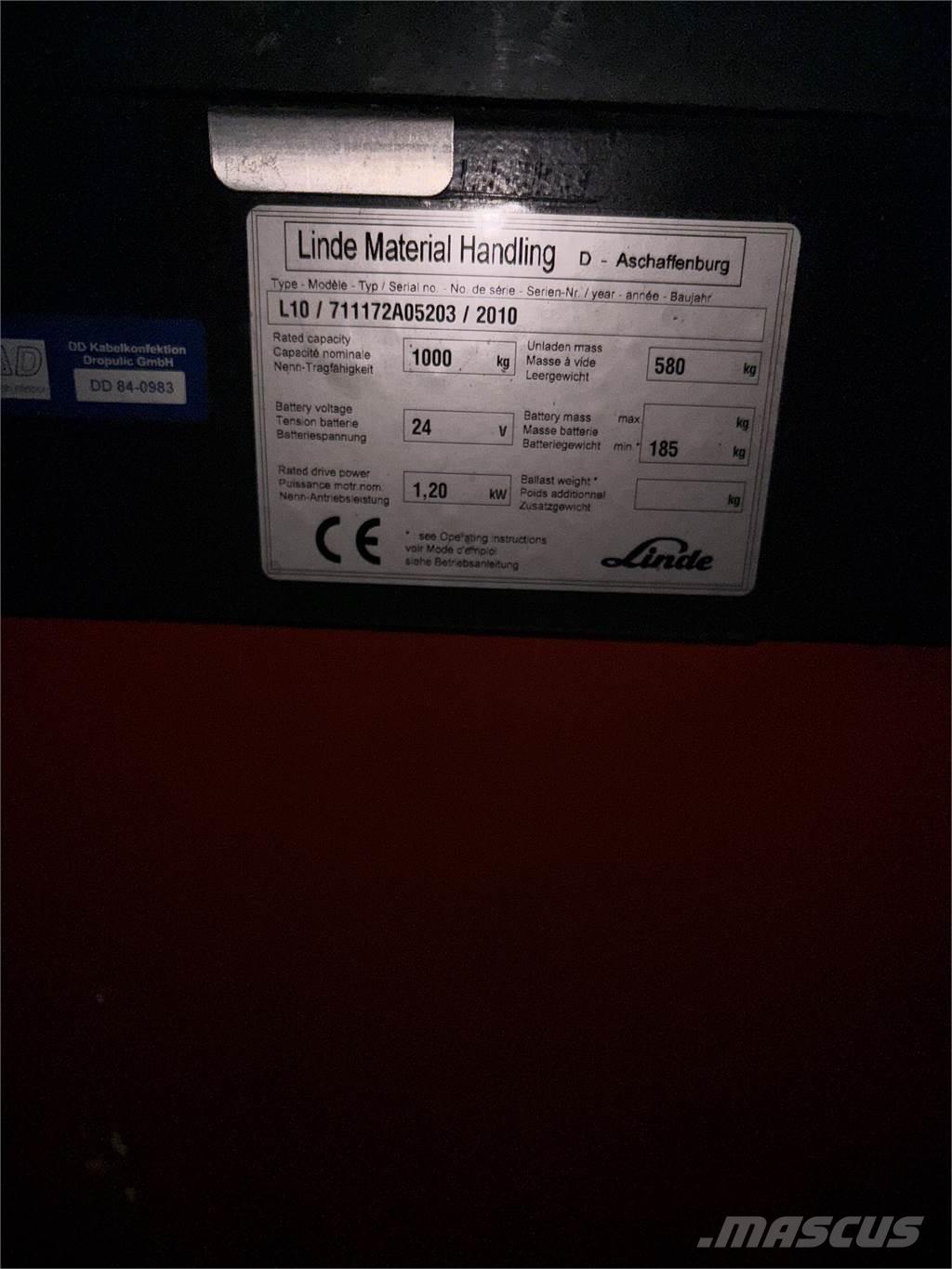 Linde L10 defekt Pedestrian stacker