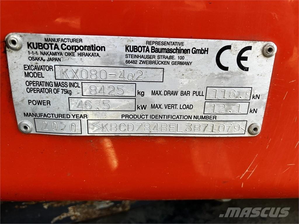 Kubota KX 080-4 A2 Mini excavators  7t - 12t