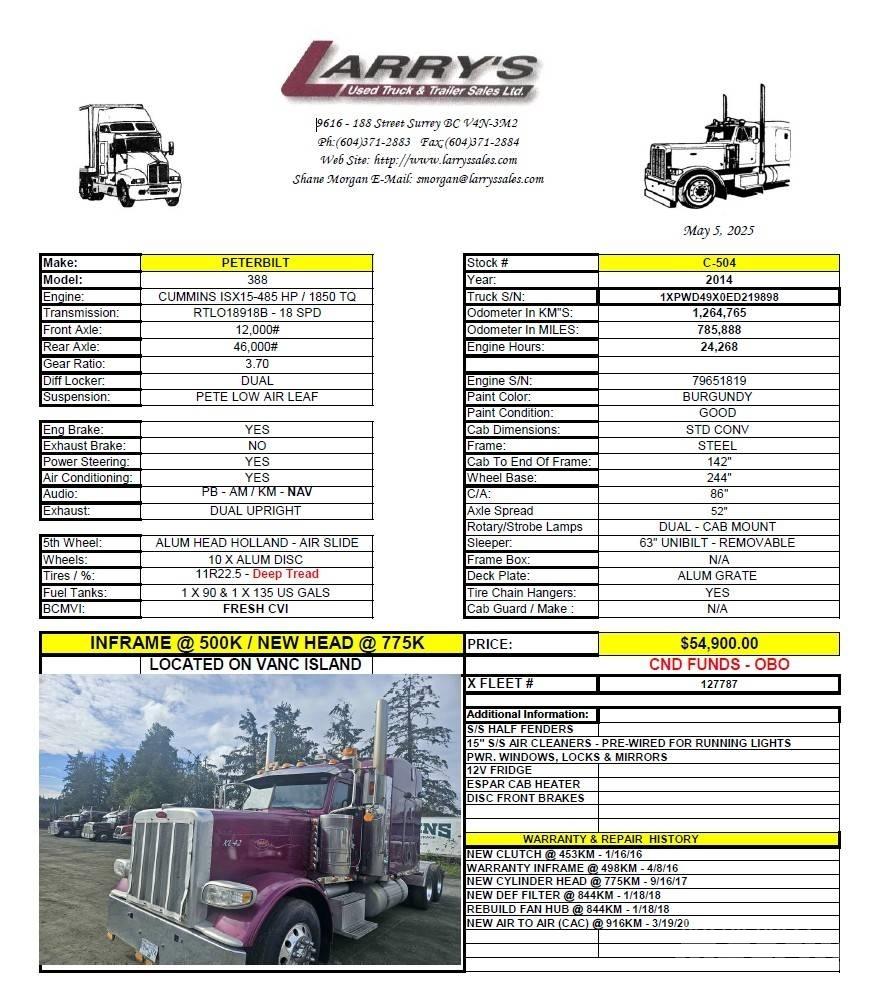 Peterbilt 388 Conventional Trucks / Tractor Trucks