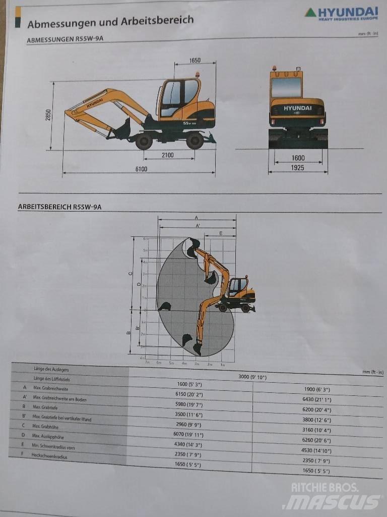 Hyundai 55W-9 Wheeled Excavators