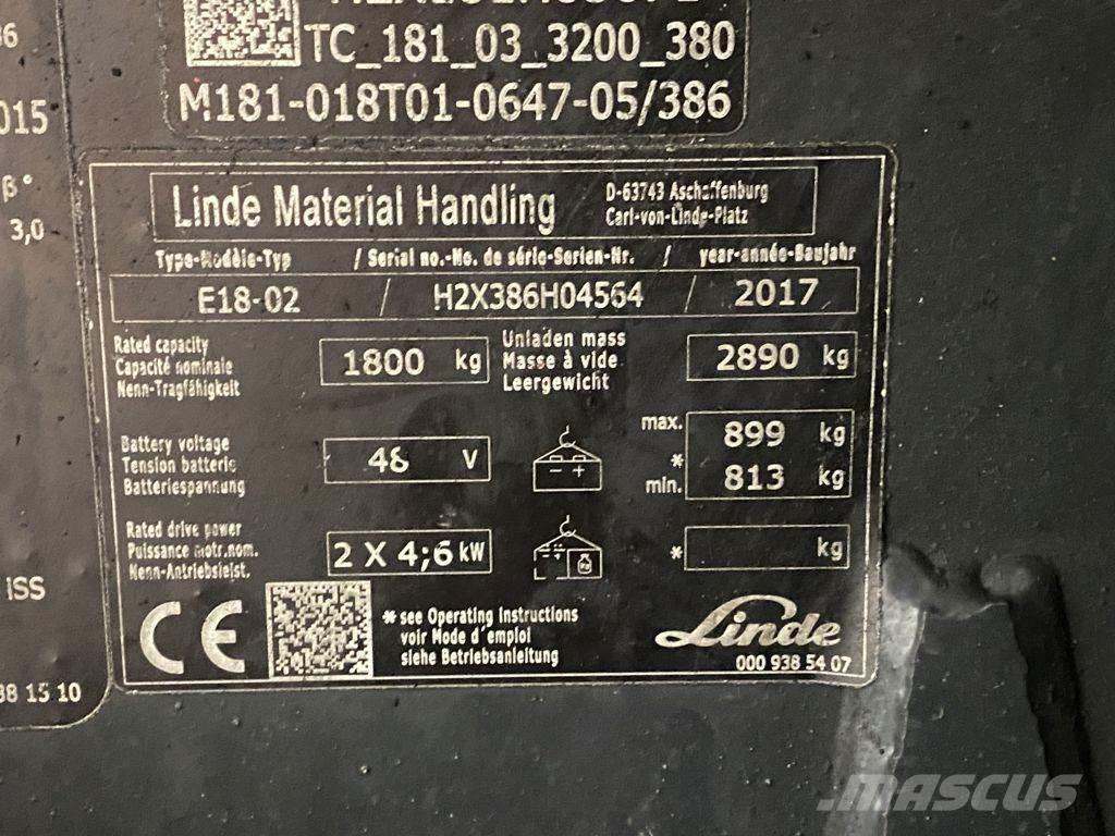 Linde E18-02 Electric Forklifts