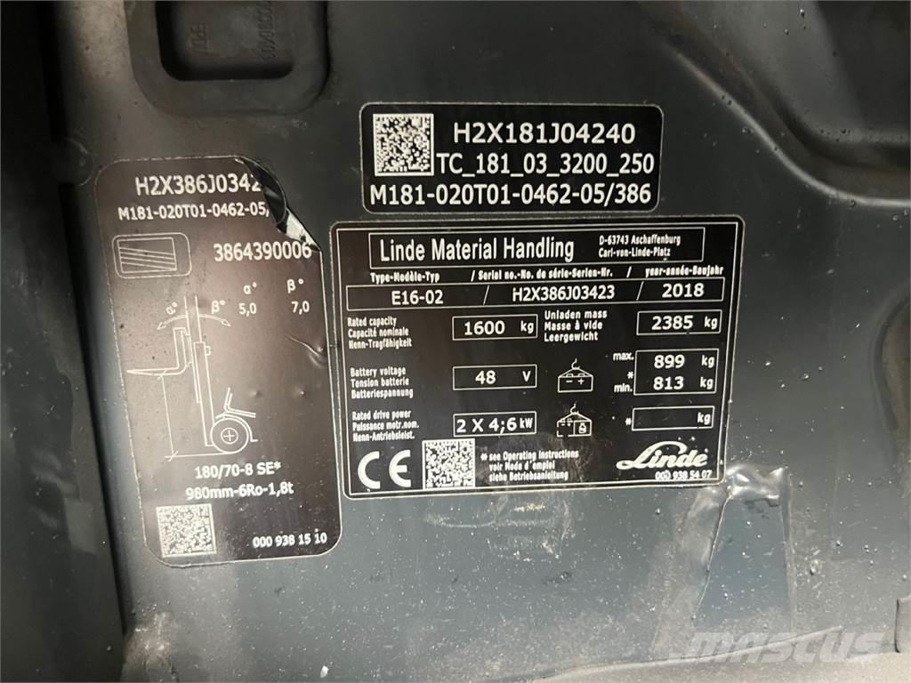 Linde E16 Electric Forklifts