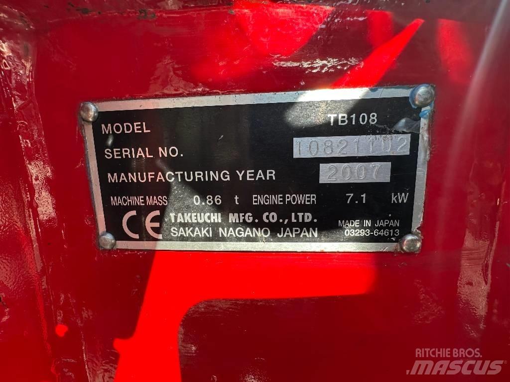 Takeuchi TB 108 Mini Excavators <7t (Mini Diggers)