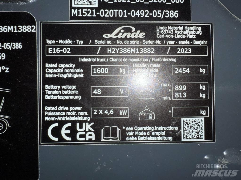 Linde E16/386-02 Electric Forklifts