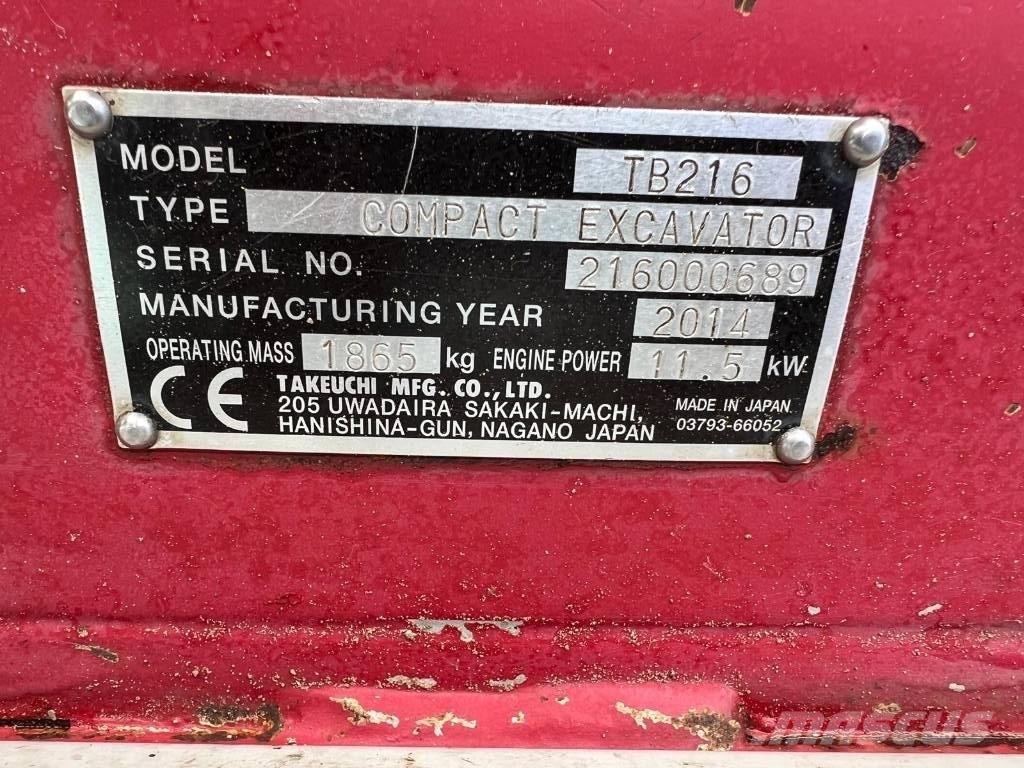 Takeuchi TB 216 Mini Excavators <7t (Mini Diggers)