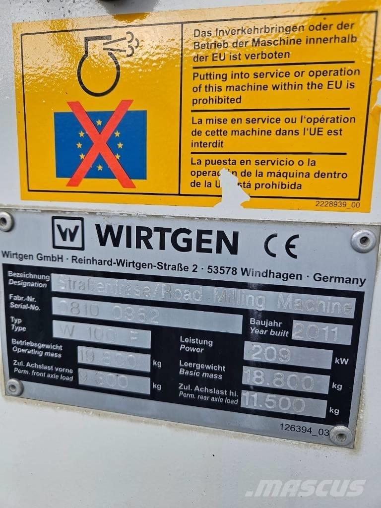 Wirtgen W 100 F Asphalt cold milling machines