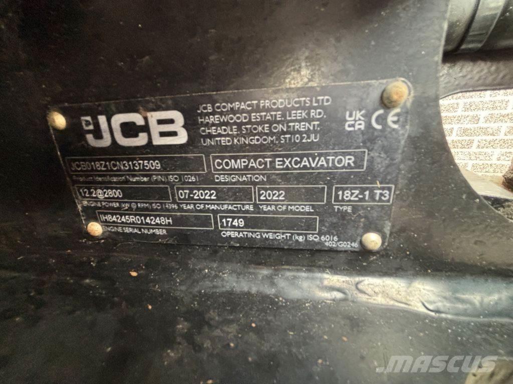 JCB 18Z Mini Excavators <7t (Mini Diggers)