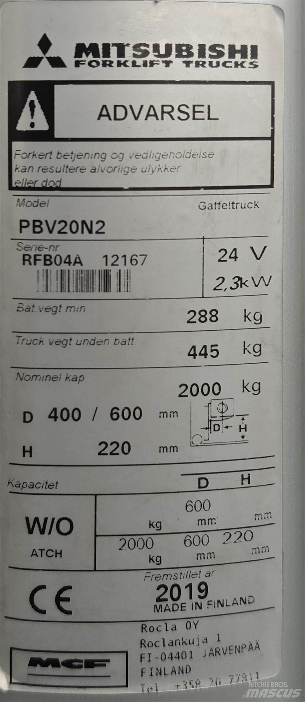 Mitsubishi PBV20N2 Misc Forklifts