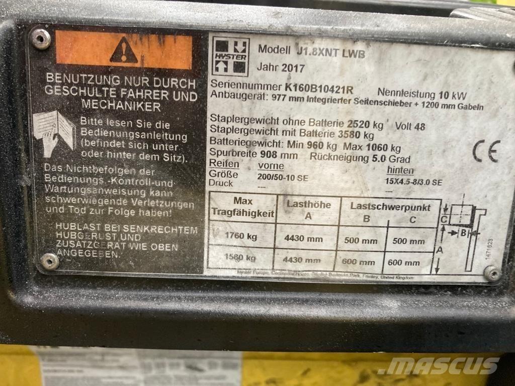 Hyster J 1.80 XNT Electric Forklifts